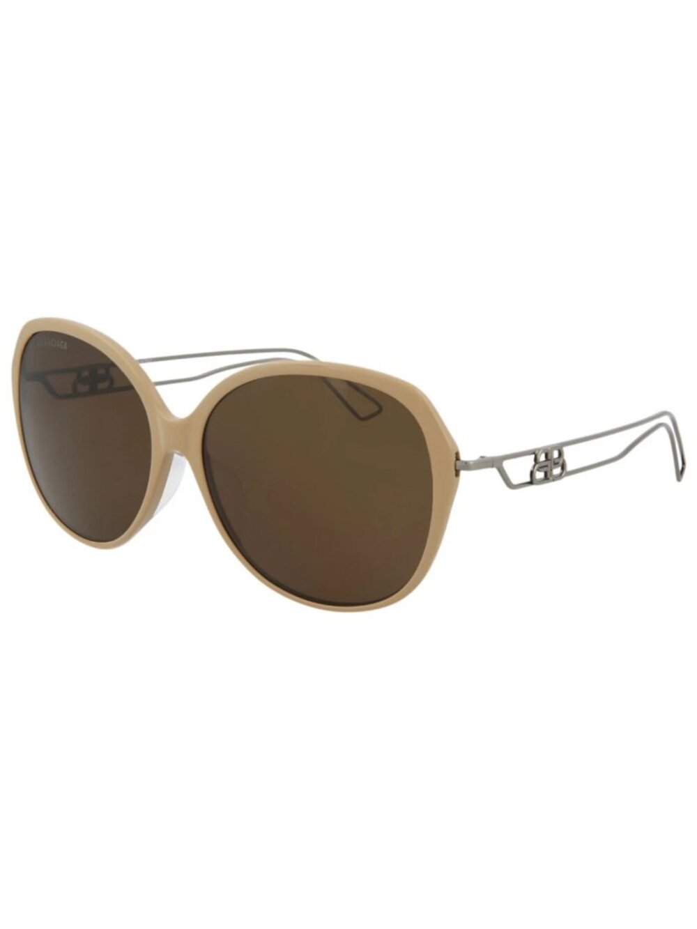 New Balenciaga Women's Sunglasses Round Oval Acetate Frame Brown Grey Brown